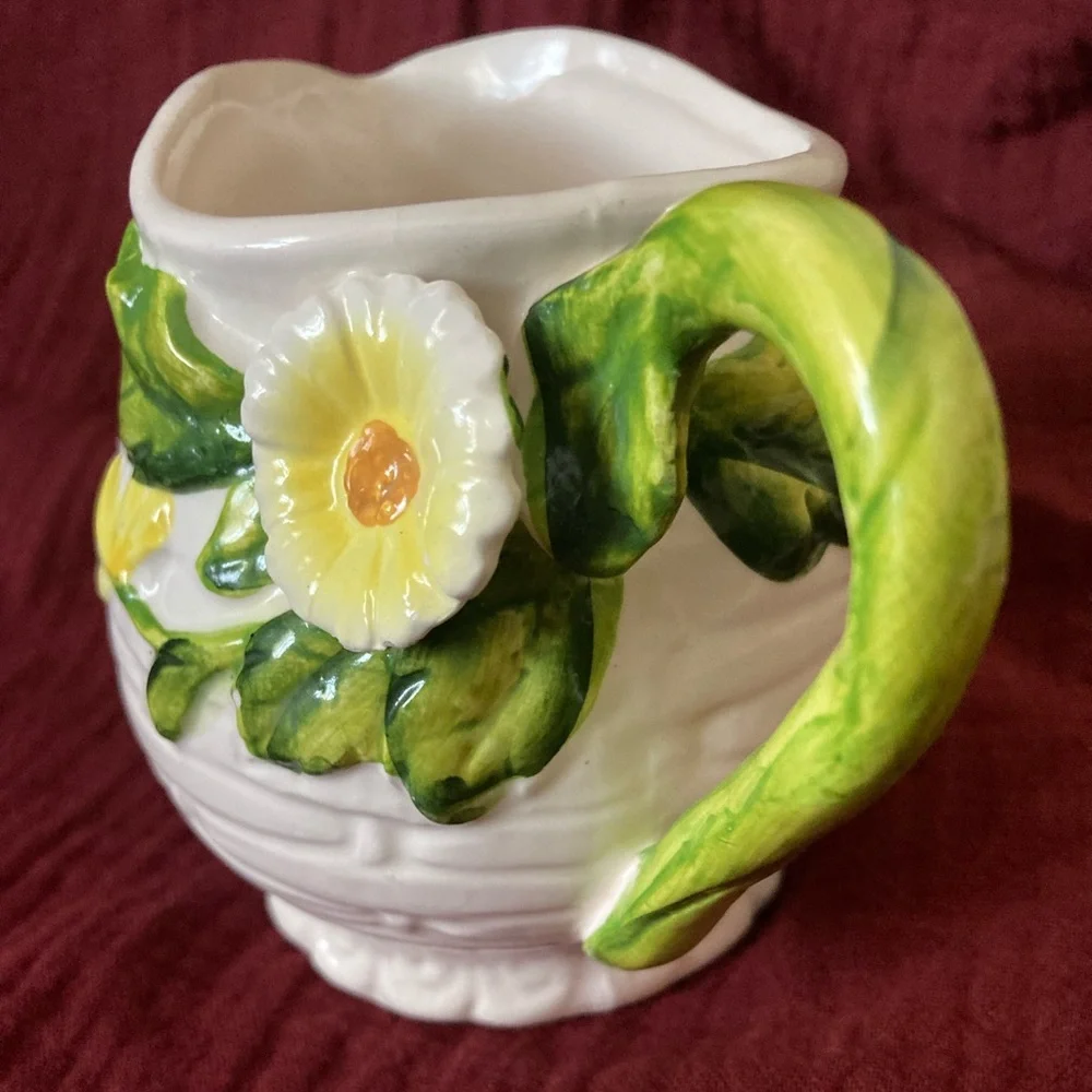 Vintage Lefton Japan Rustic Daisy Ceramic Creamer Pitcher Pot! - Picture 13 of 15